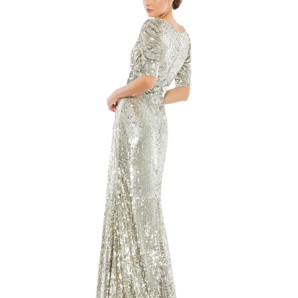 Mac Duggal 4707 NWT SEQUINED SHORT SLEEVE EVENING GOWN - Picture 2 of 6